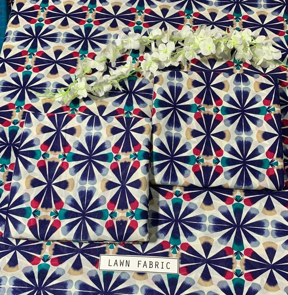 2 Pcs Women's Unstitched Lawn 3-D Block Printed Suit