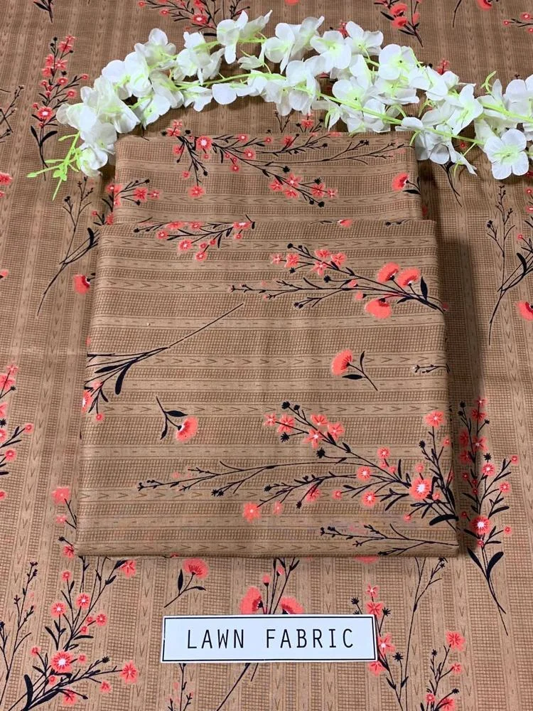 2 Pcs Women's Unstitched Lawn 3-D Block Printed Suit