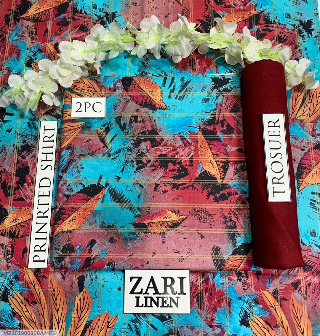 2 Pcs Women's Unstitched Linen Digital Print Suit