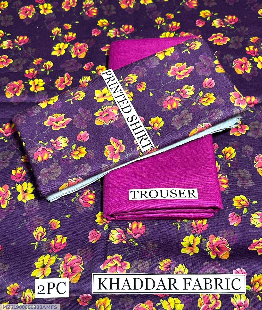 Women Khaddar Floral Suit Purple Yellow