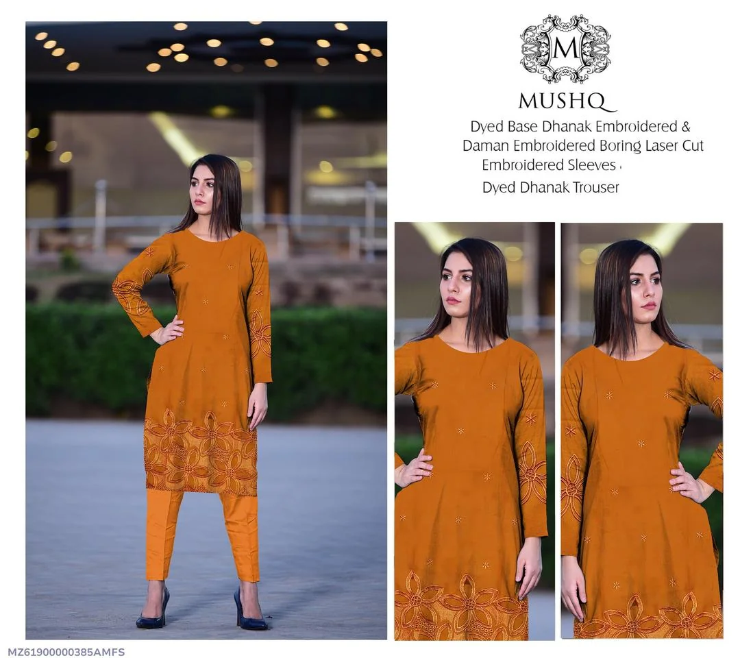 2 Pcs Women's Unstitched Embroidered Suit