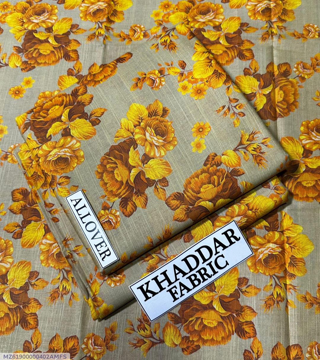 Khaddar Floral Suit Yellow Brown 2-Piece Set