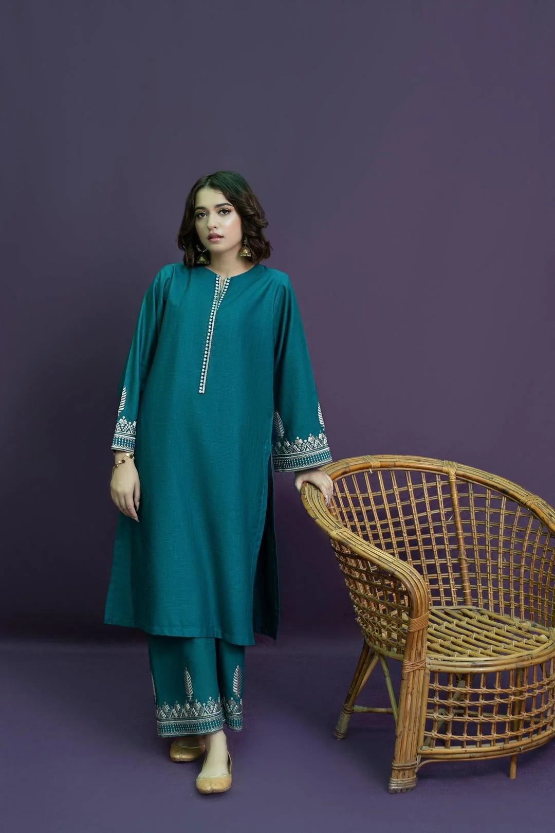 2 Pcs Women's Unstitched Embroidered Suit