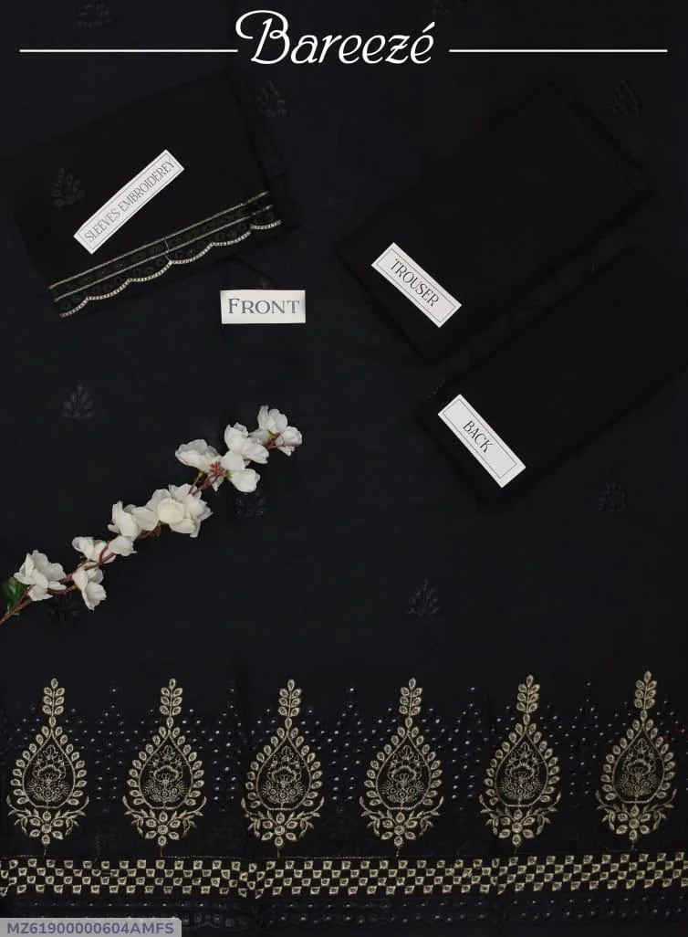 2 Pcs Women's Unstitched Chikankari Embroidered Suit
