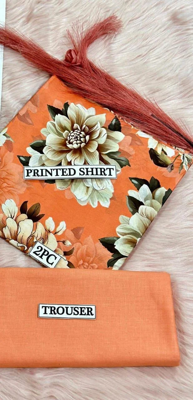 2 Pcs Women's Unstitched Digital Print Suit