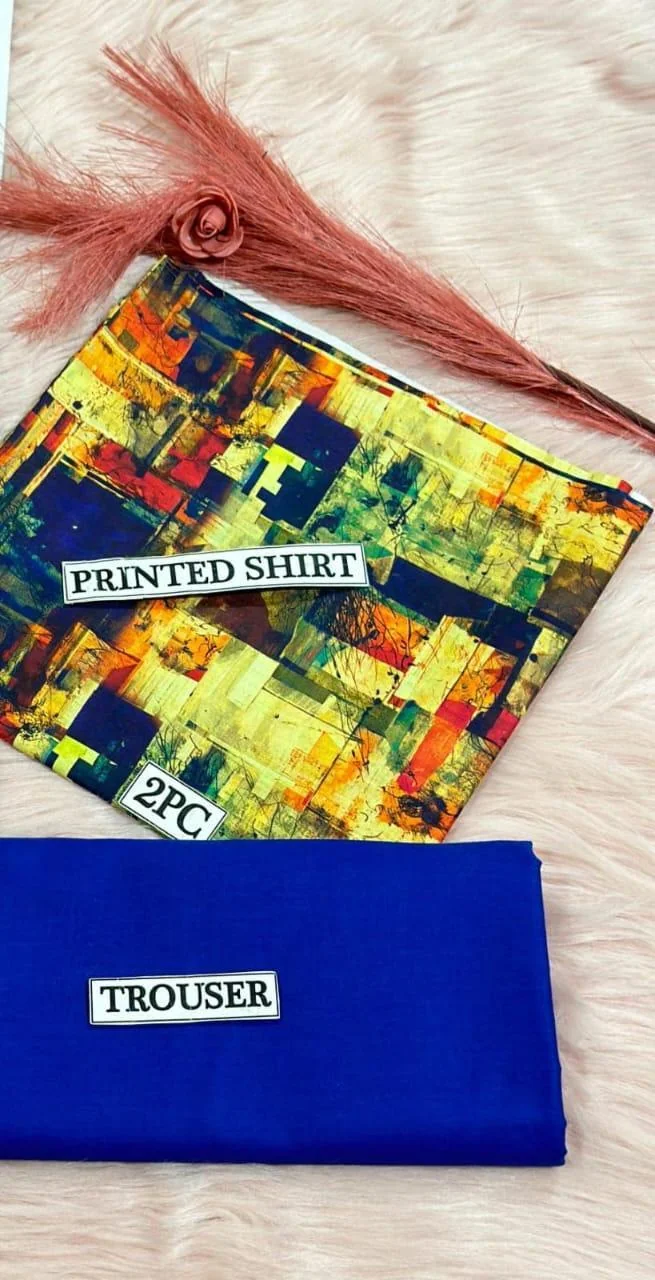 2 Pcs Women's Unstitched Digital Print Suit