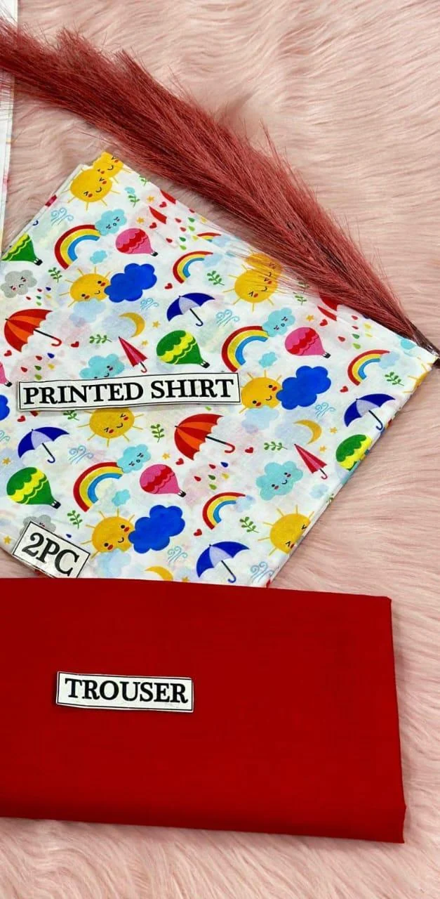 2 Pcs Women's Unstitched Digital Print Suit