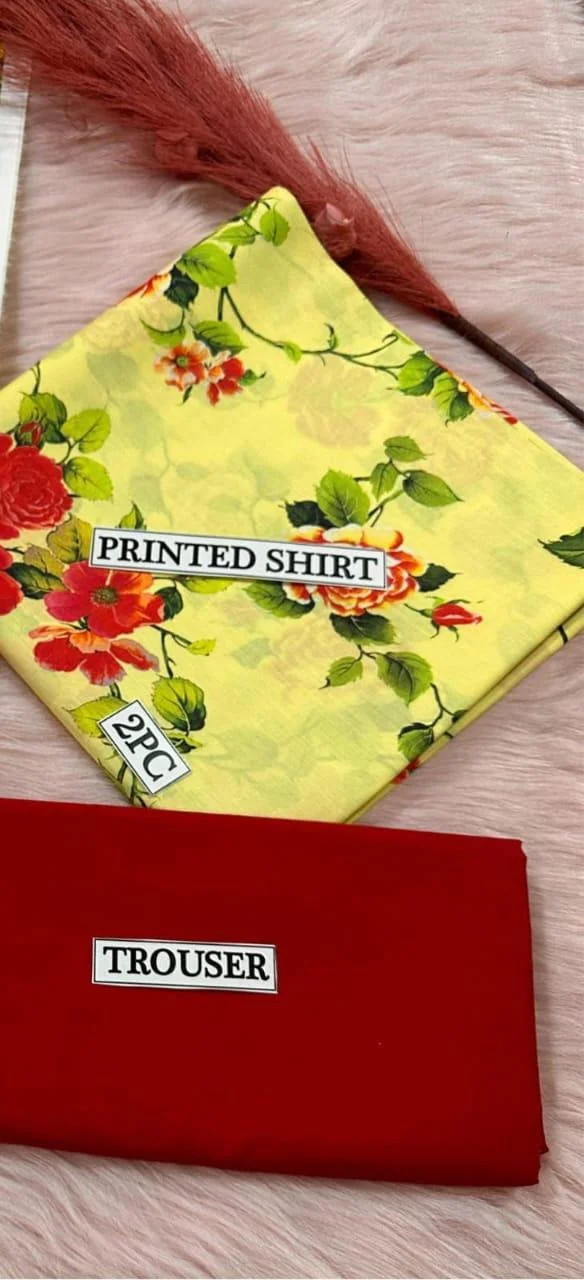 2 Pcs Women's Unstitched Digital Print Suit