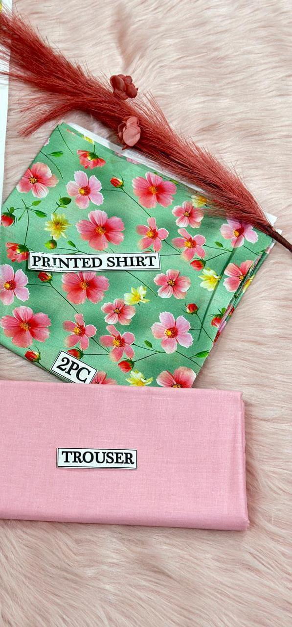 2 Pcs Women's Unstitched Digital Print Suit