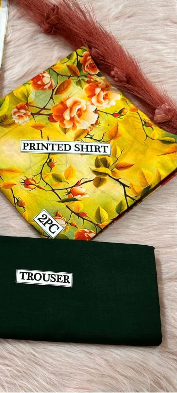 2 Pcs Women's Unstitched Digital Print Suit