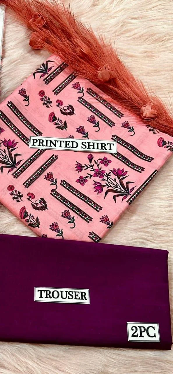 2 Pcs Women's Unstitched Digital Print Suit