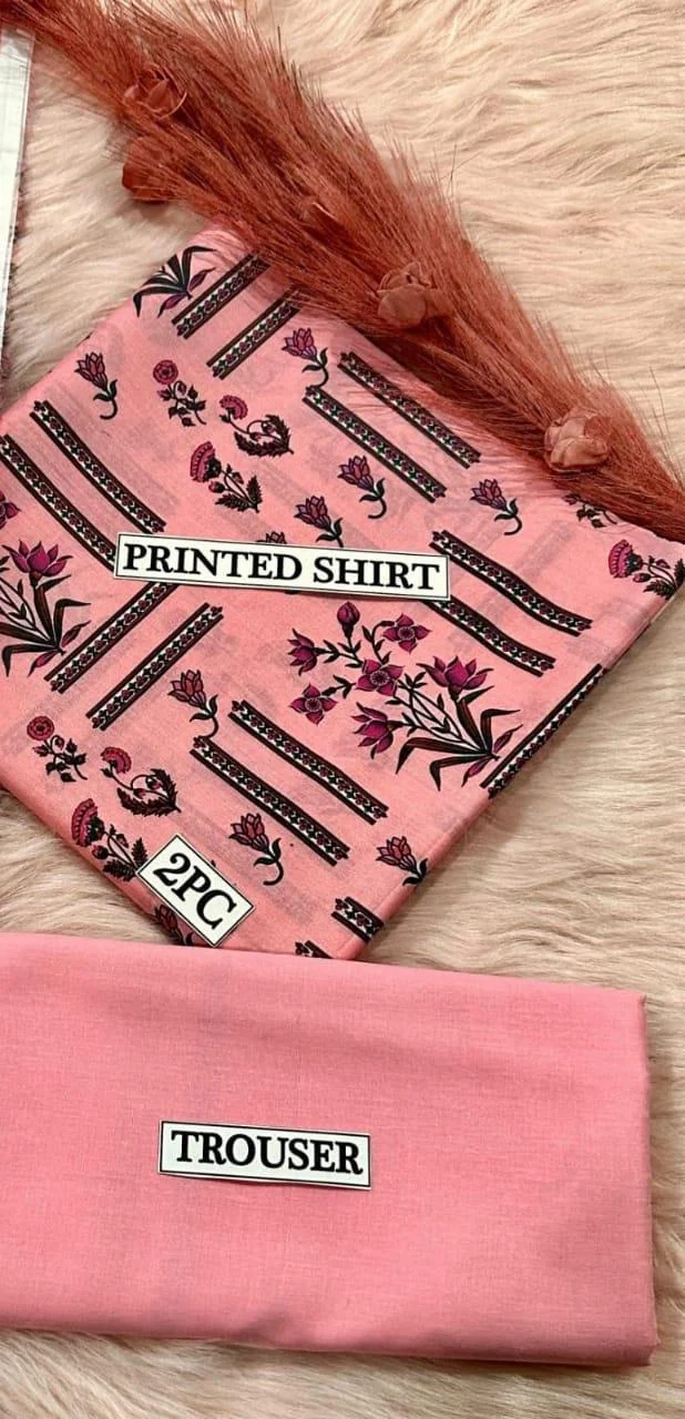 2 Pcs Women's Unstitched Digital Print Suit