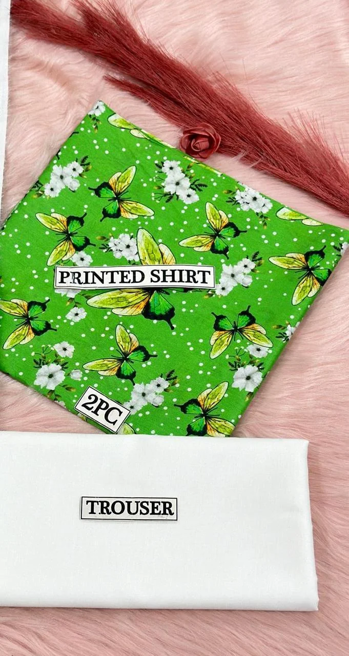 2 Pcs Women's Unstitched Digital Print Suit