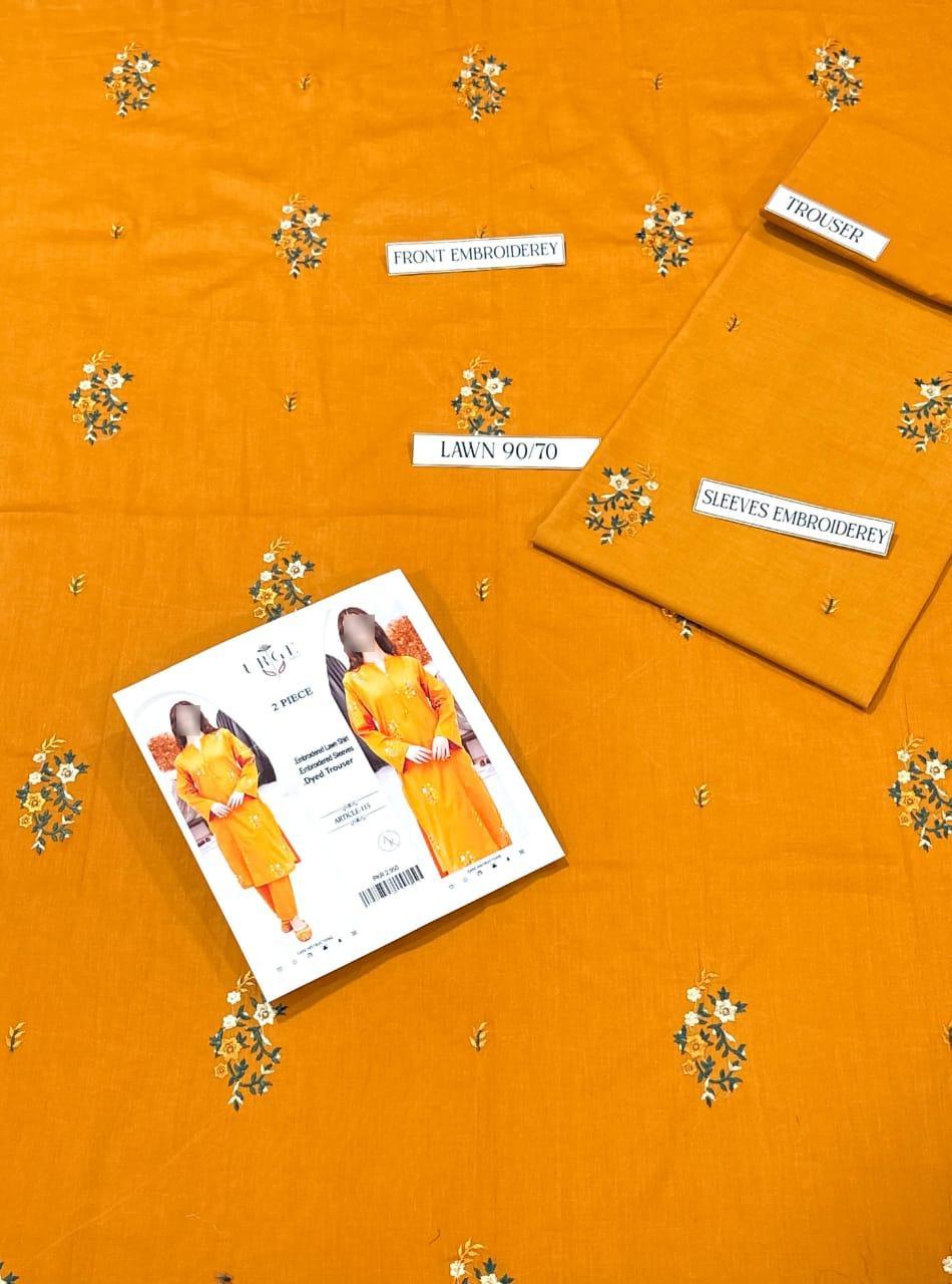 Mustard Embroidered Women Suit Lawn 2 Pcs