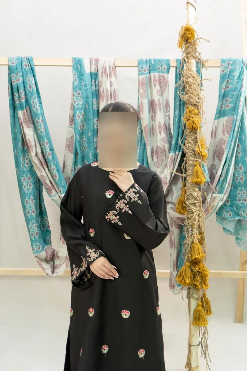 Black Embroidered 2-Piece Women's Lawn Suit