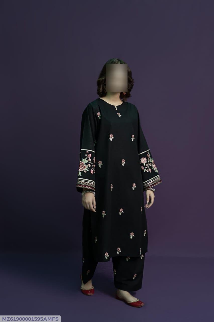 2 Pcs Women's Unstitched Embroidered Suit