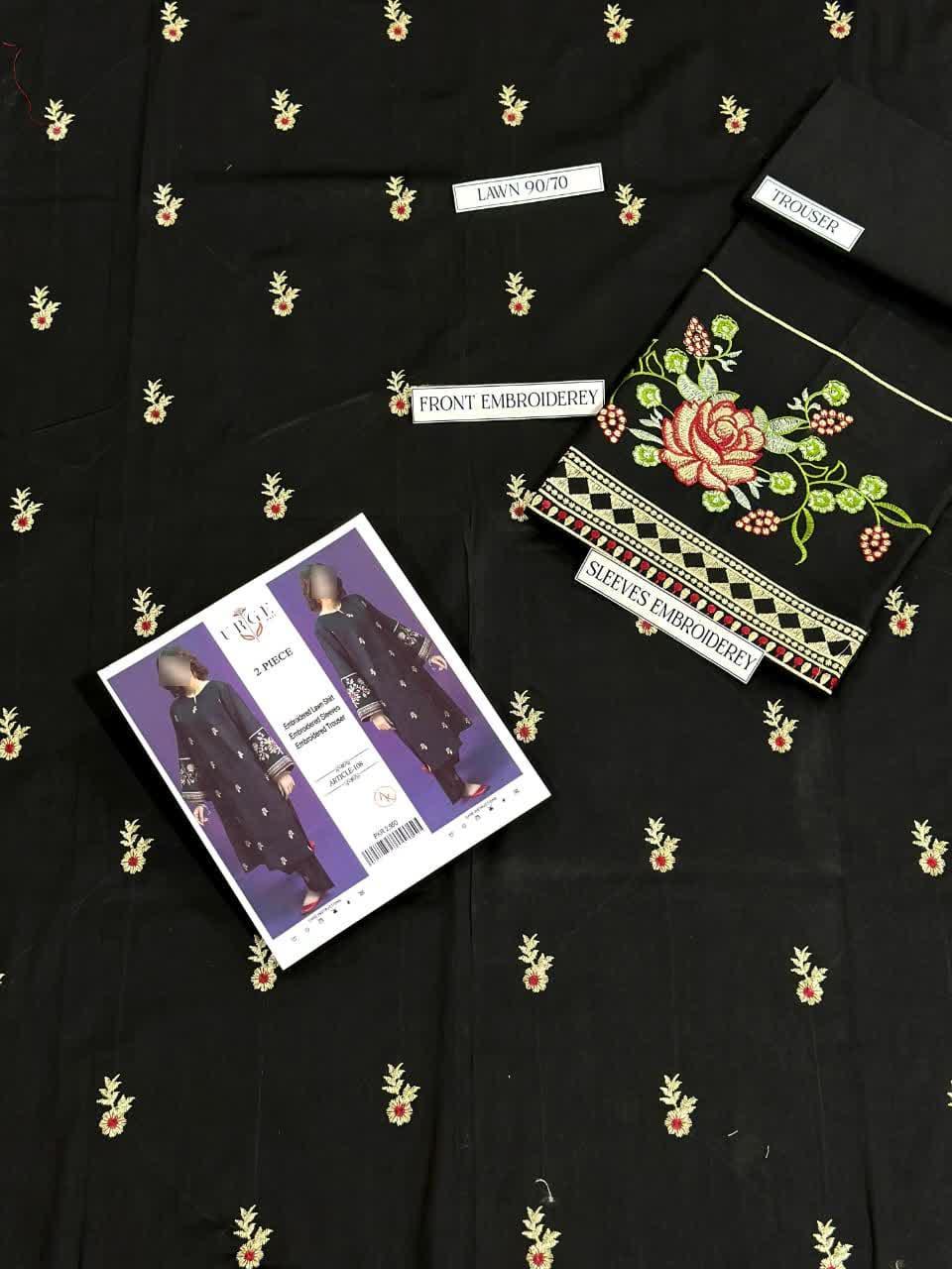 2 Pcs Women's Unstitched Embroidered Suit