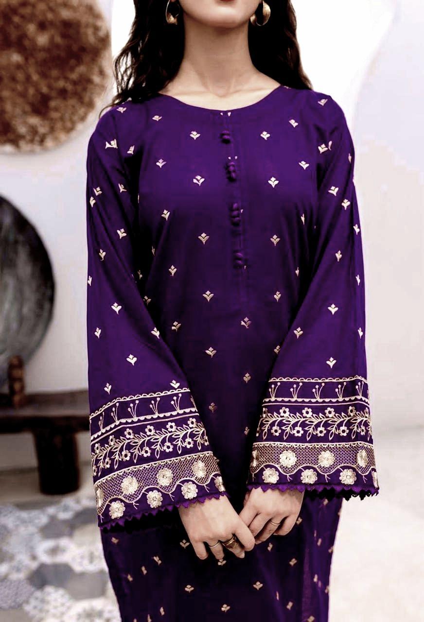 2 Pcs Women's Unstitched Embroidered Suit