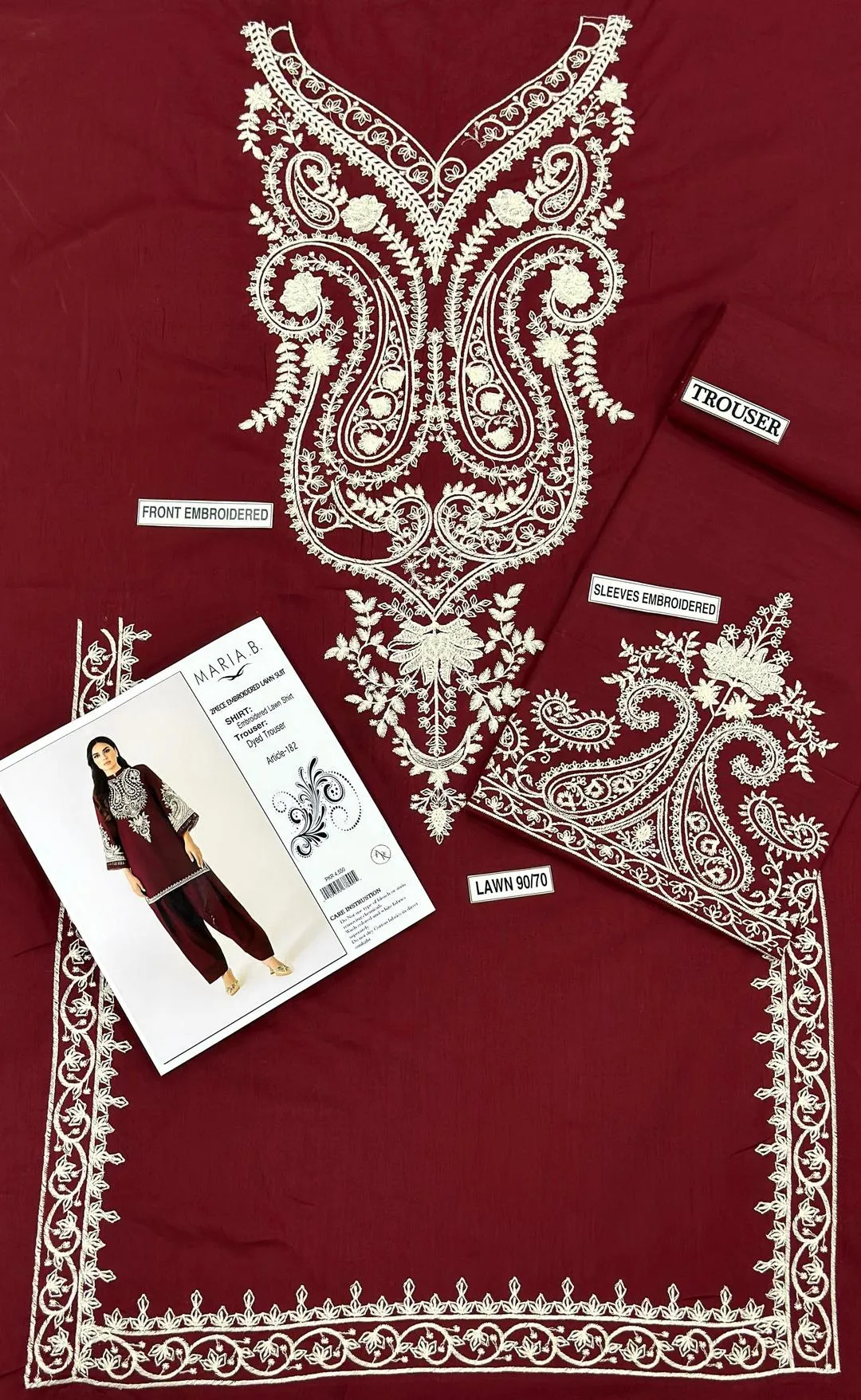 Maroon Embroidered Kurta Pajama Set for Women