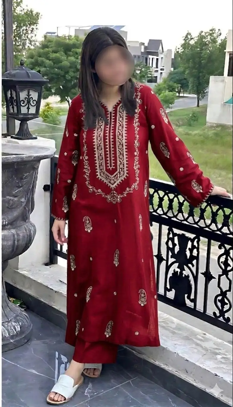 2 Pcs Women's Unstitched Embroidered Suit