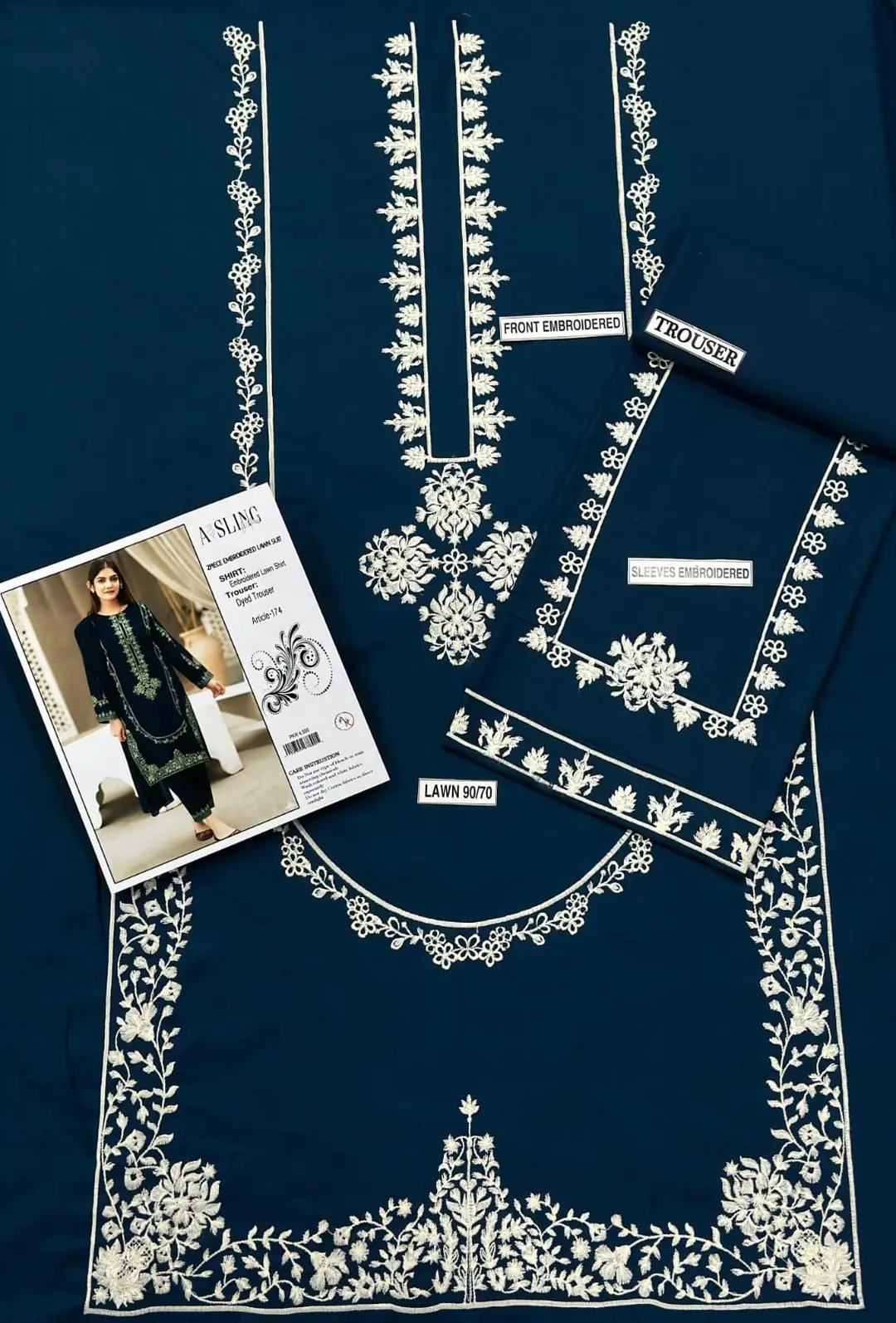 2 Pcs Women's Unstitched Embroidered Suit