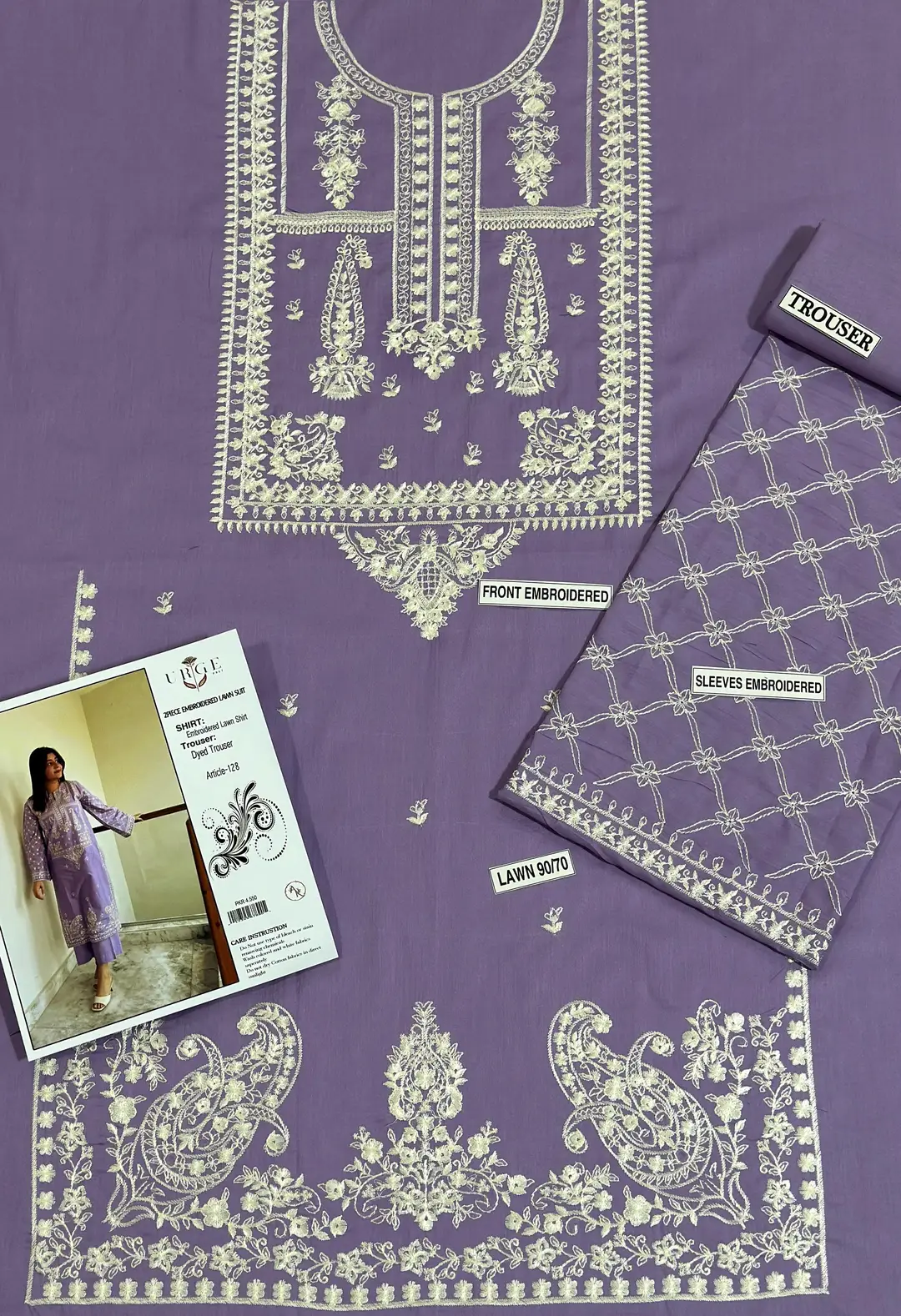 2 Pcs Women's Unstitched Embroidered Suit