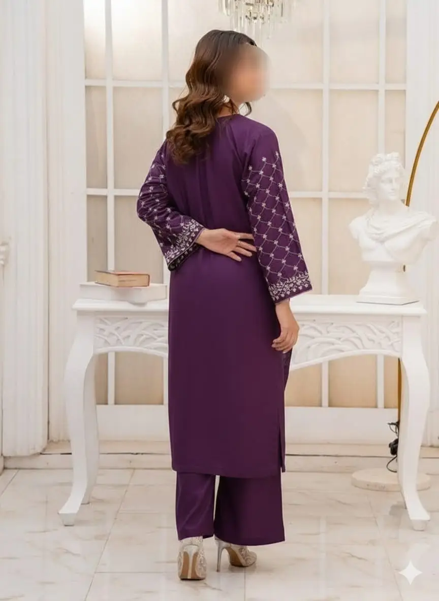 2 Pcs Women's Unstitched Embroidered Suit