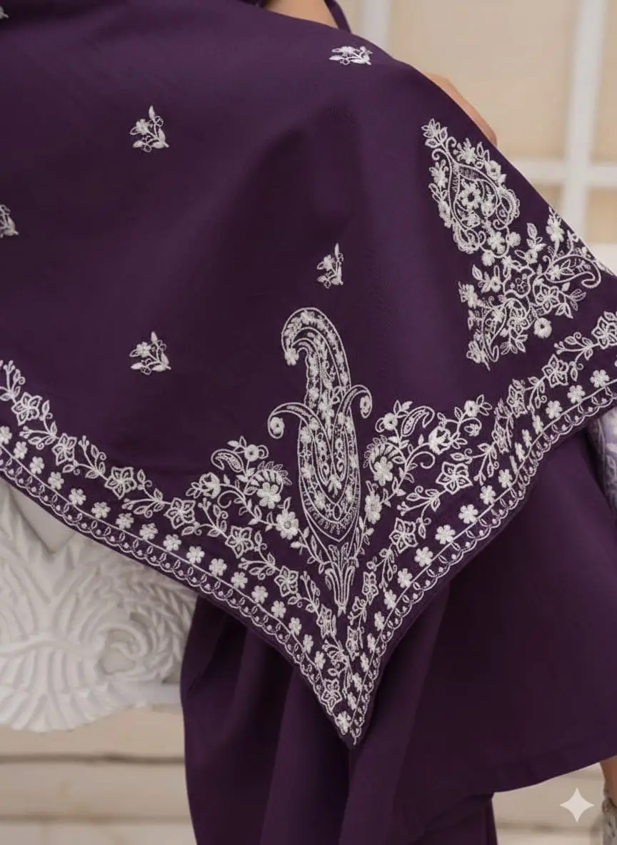 2 Pcs Women's Unstitched Embroidered Suit