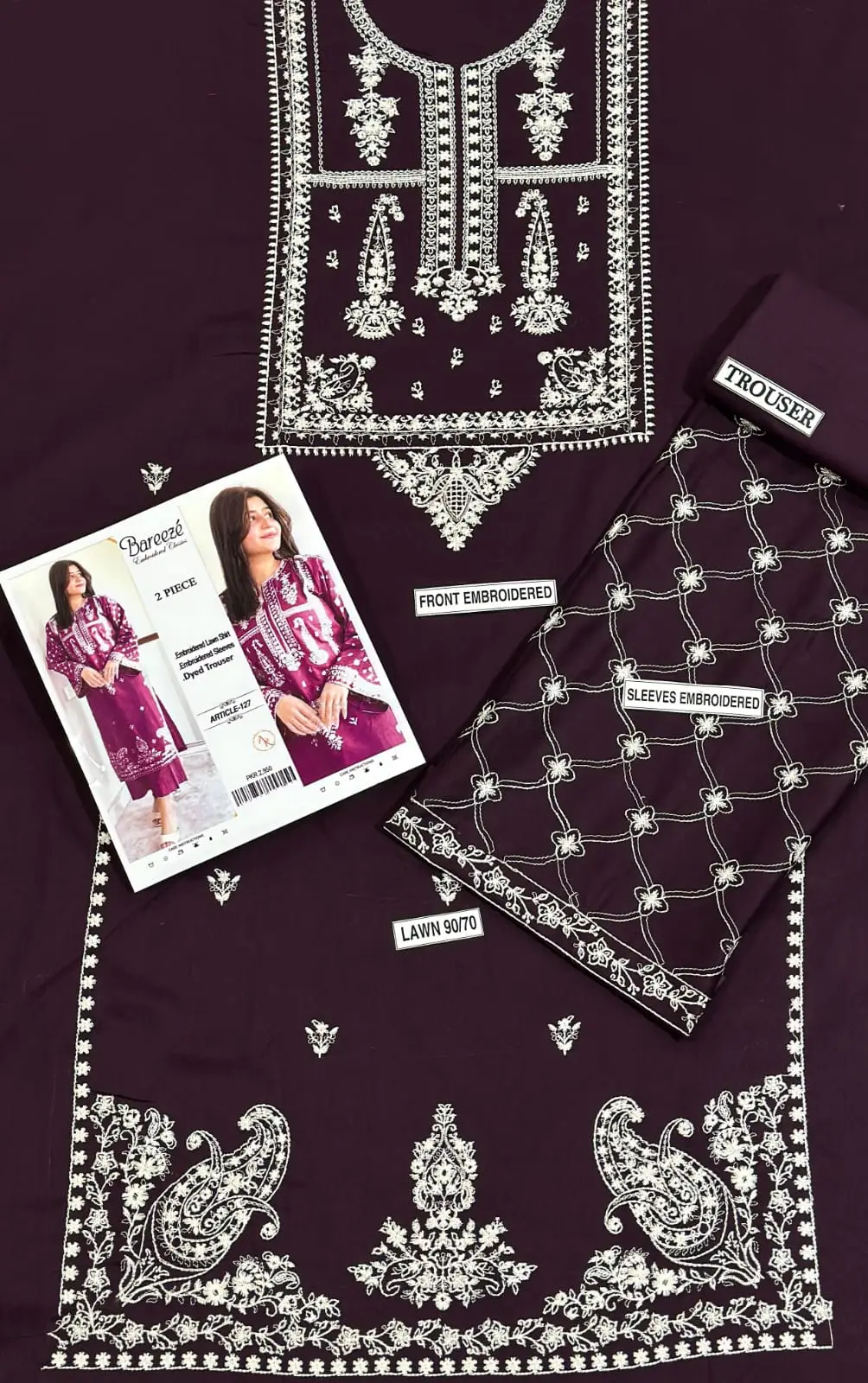 2 Pcs Women's Unstitched Embroidered Suit