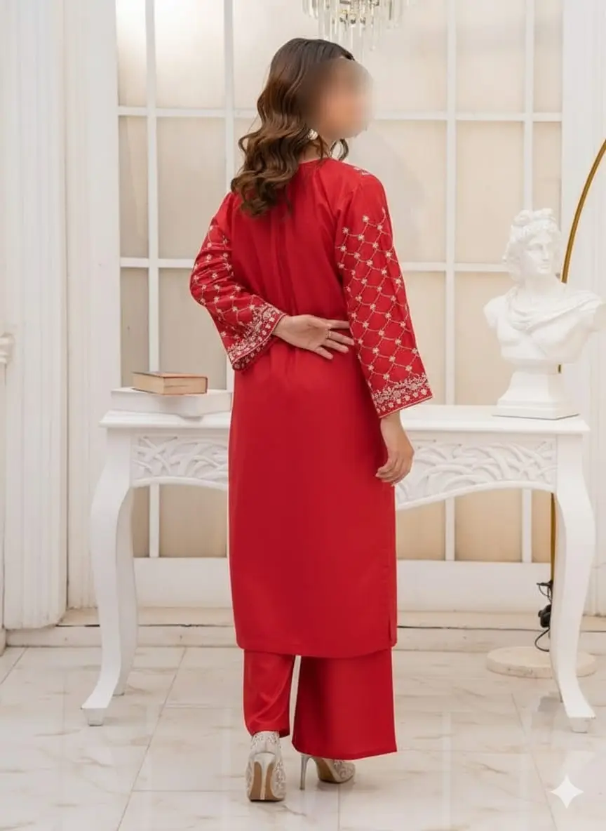 2 Pcs Women's Unstitched Embroidered Suit