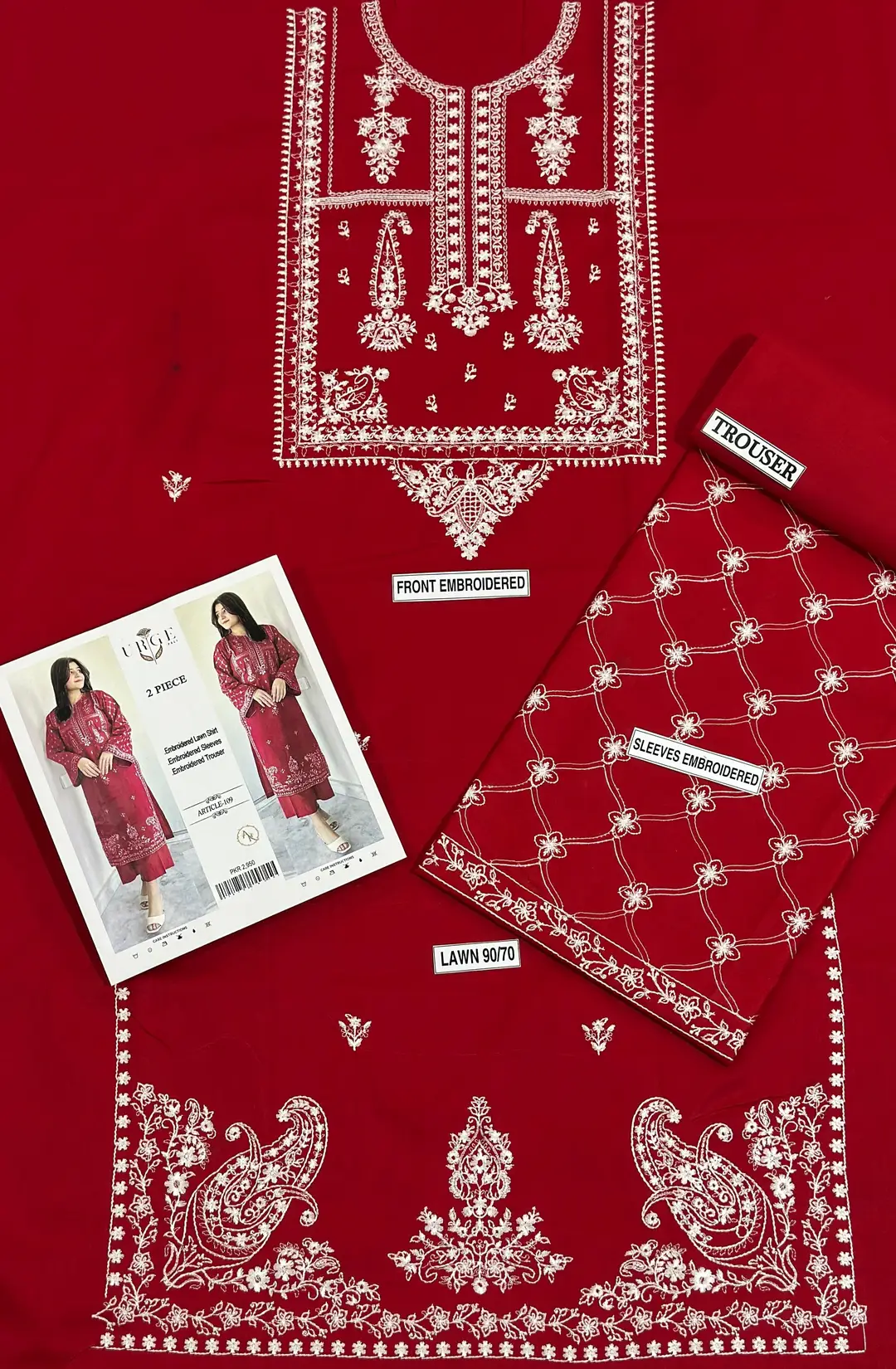 2 Pcs Women's Unstitched Embroidered Suit