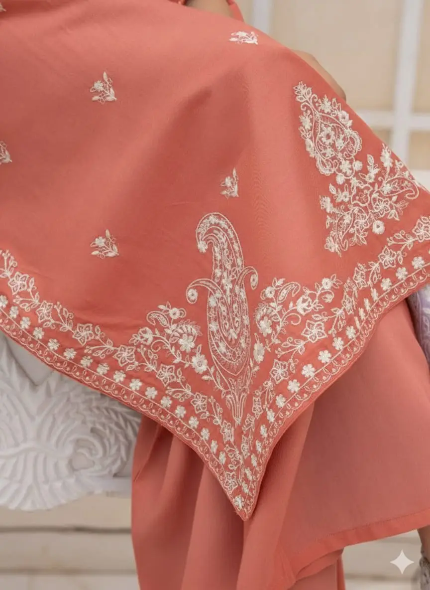 2 Pcs Women's Unstitched Embroidered Suit