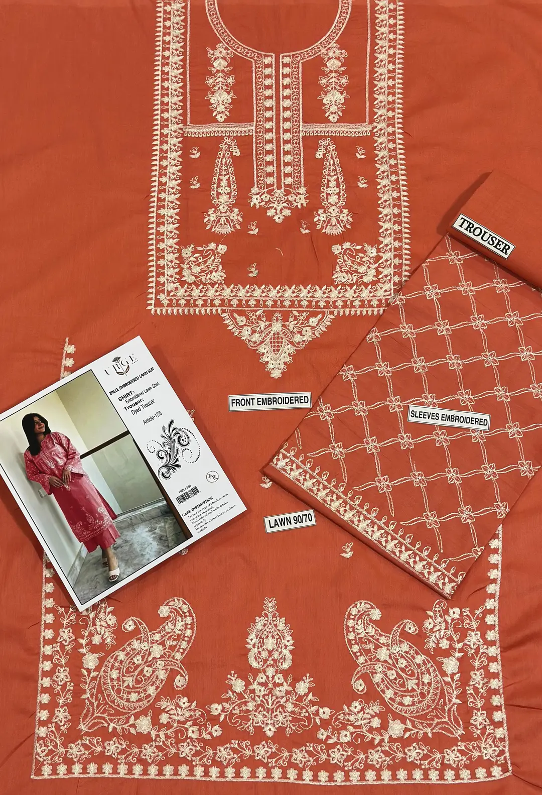 2 Pcs Women's Unstitched Embroidered Suit