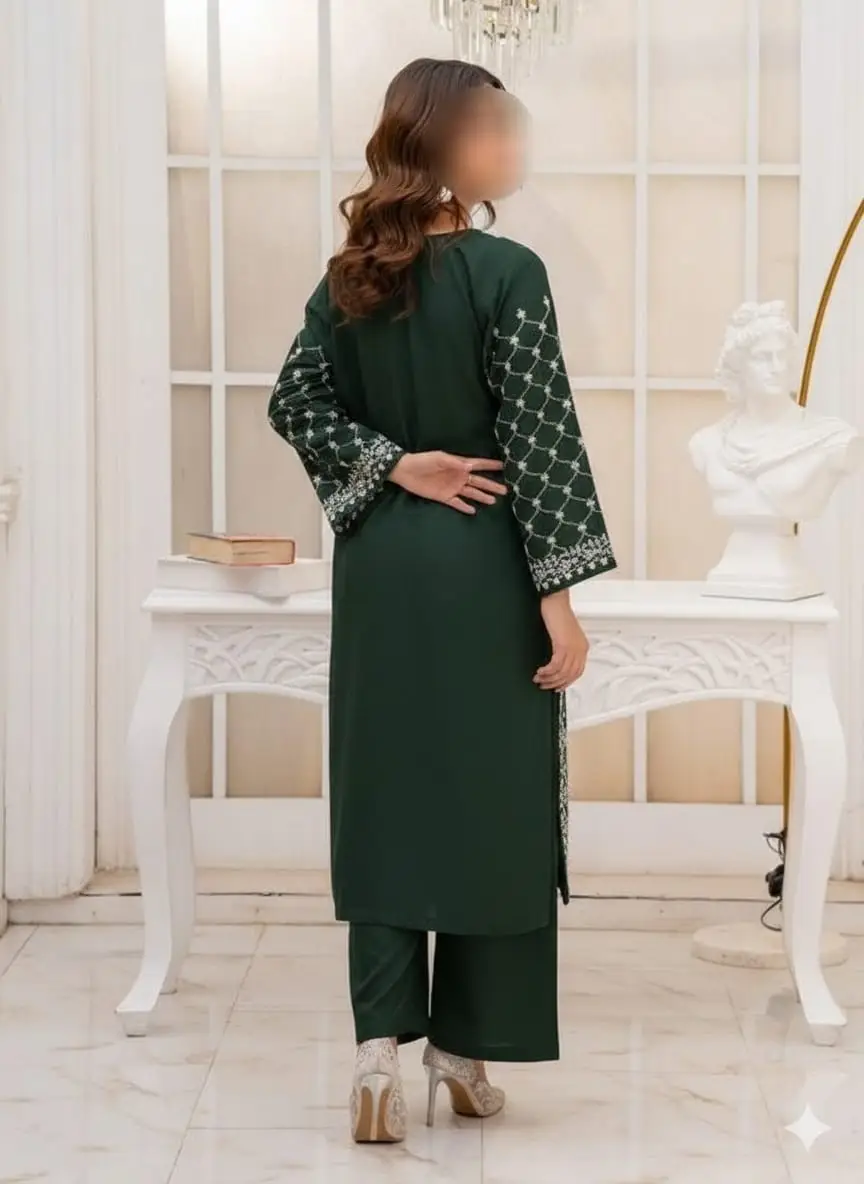 2 Pcs Women's Unstitched Embroidered Suit
