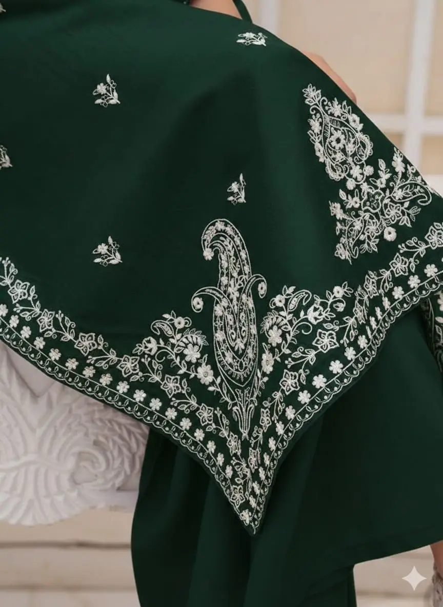 2 Pcs Women's Unstitched Embroidered Suit