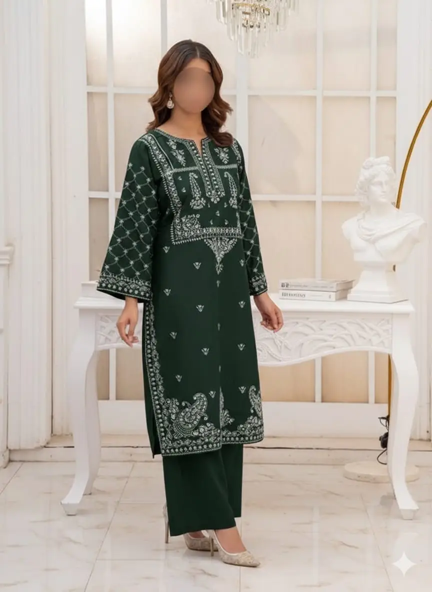 2 Pcs Women's Unstitched Embroidered Suit