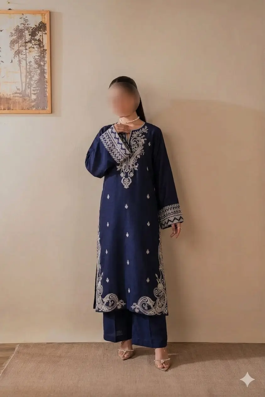 2 Pcs Women's Unstitched Embroidered Suit