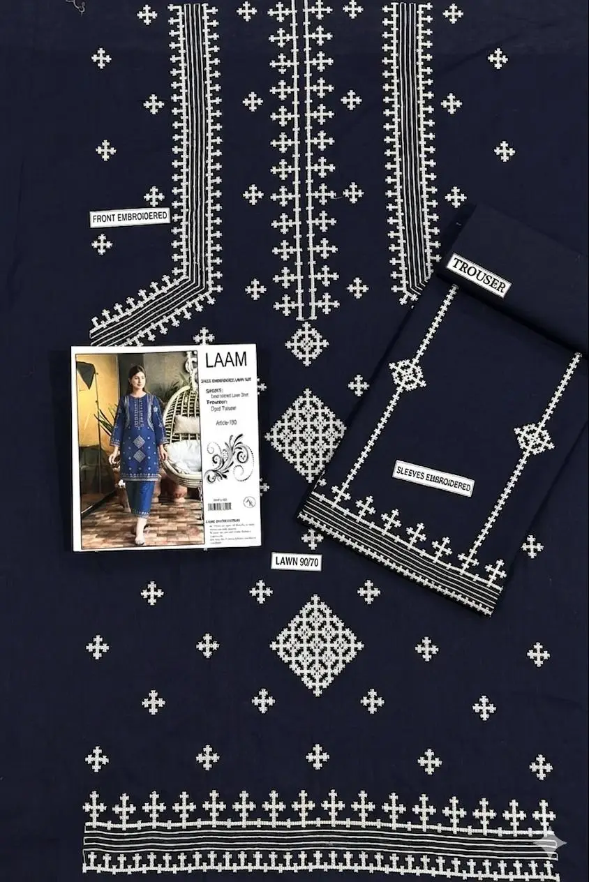 2 Pcs Women's Unstitched Embroidered Suit