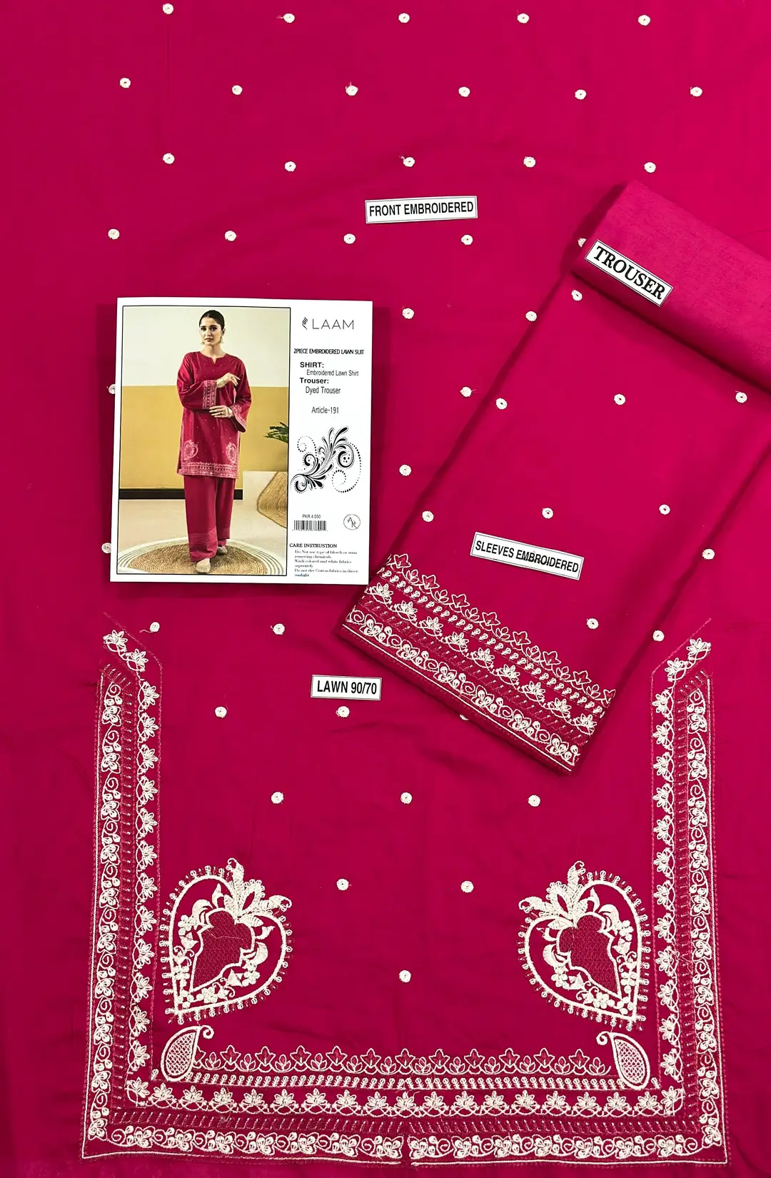 2 Pcs Women's Unstitched Embroidered Suit