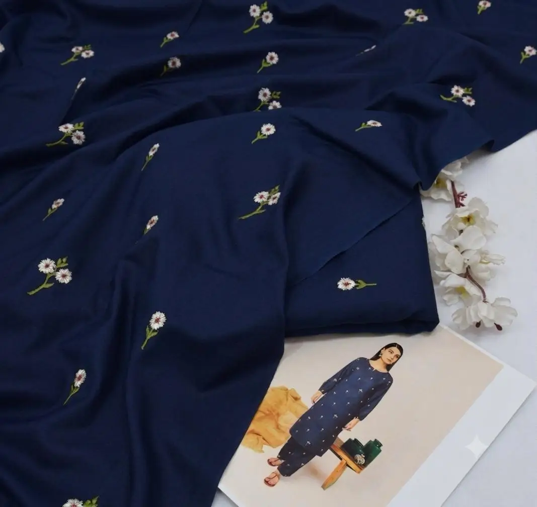 2 Pcs Women's Unstitched Embroidered Suit