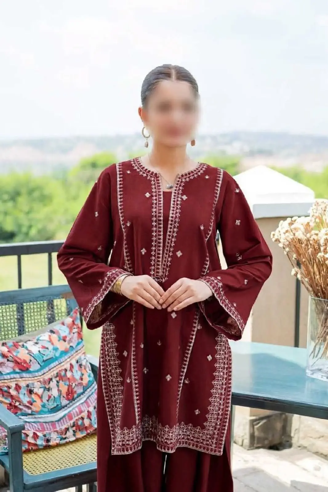 2 Pcs Women's Unstitched Embroidered Suit