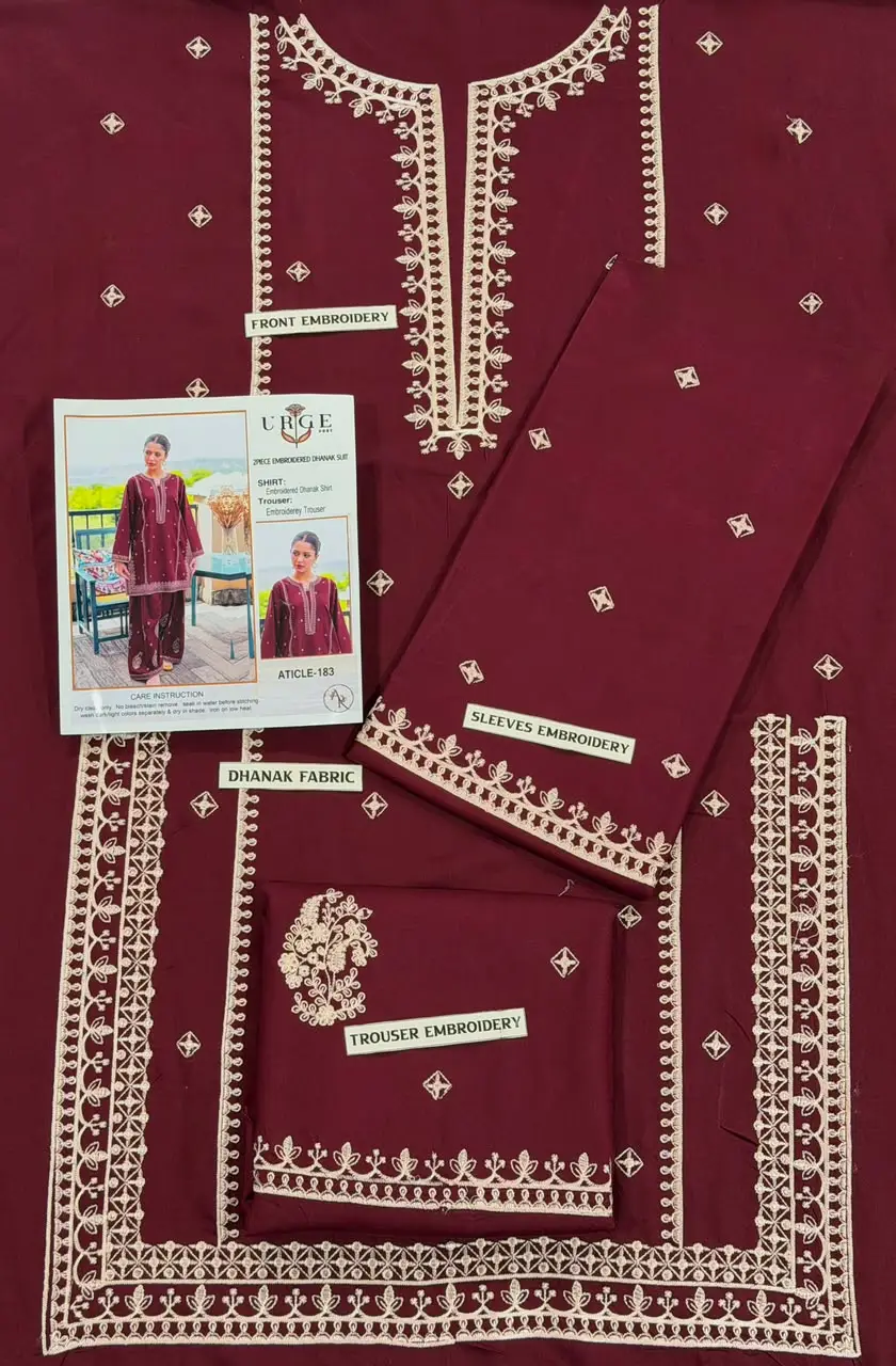 2 Pcs Women's Unstitched Embroidered Suit