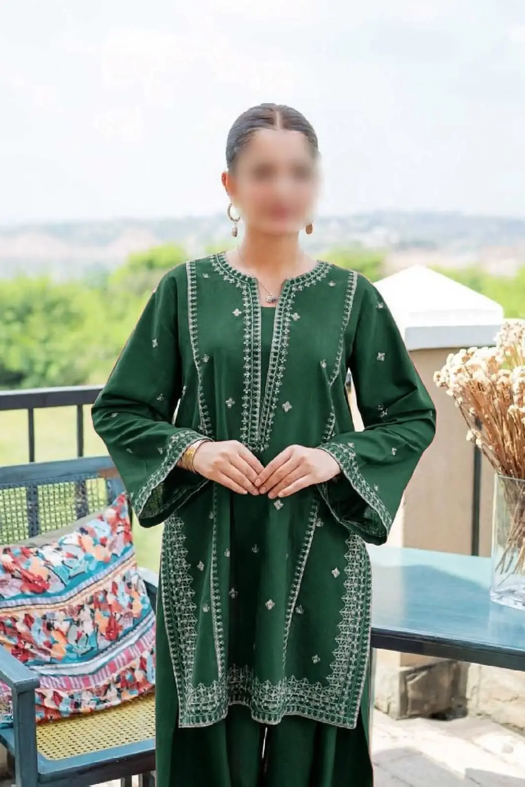2 Pcs Women's Unstitched Embroidered Suit