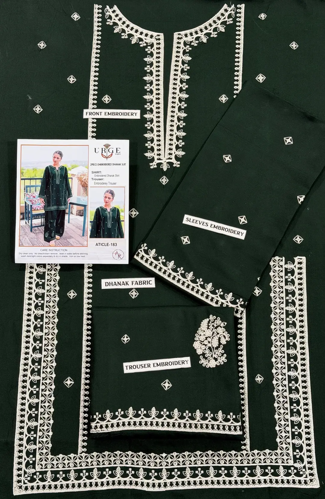 2 Pcs Women's Unstitched Embroidered Suit