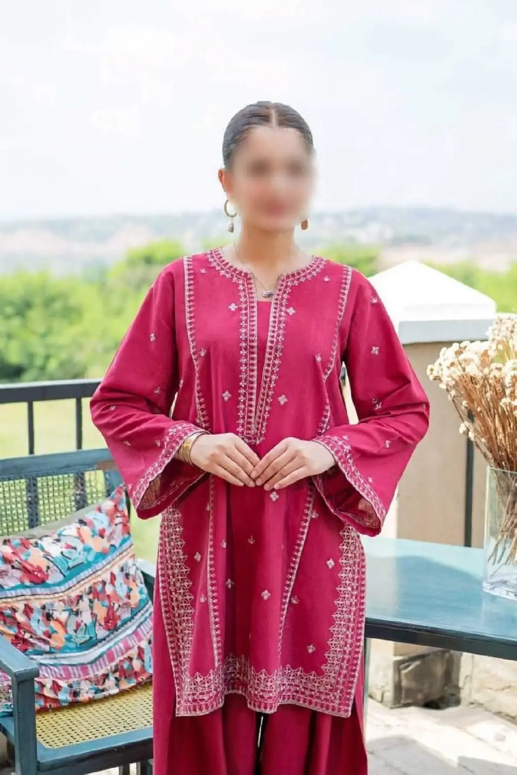 2 Pcs Women's Unstitched Embroidered Suit