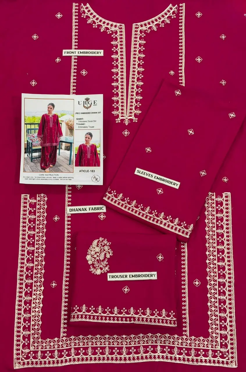2 Pcs Women's Unstitched Embroidered Suit