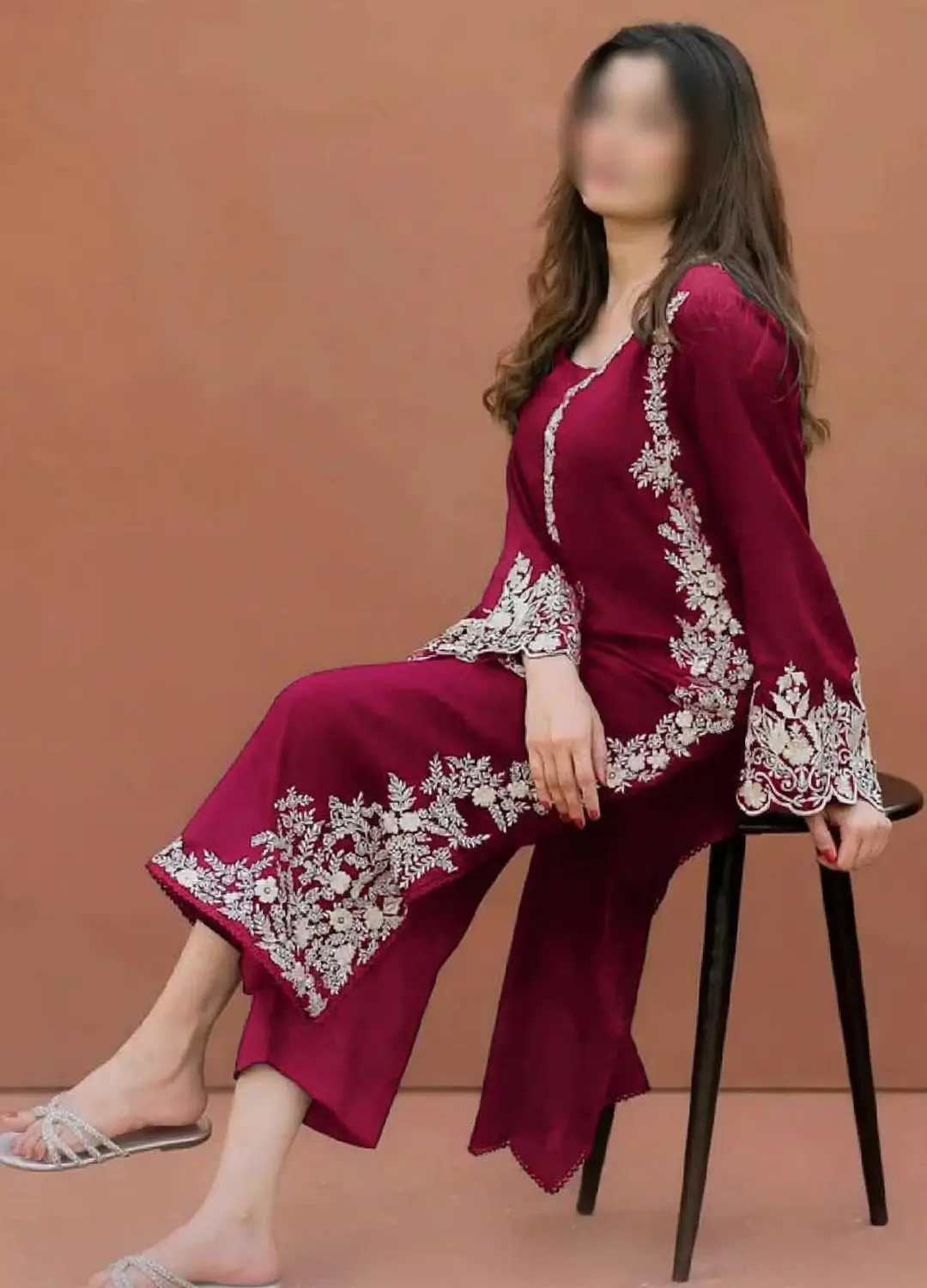 2 Pcs Women's Unstitched Embroidered Suit