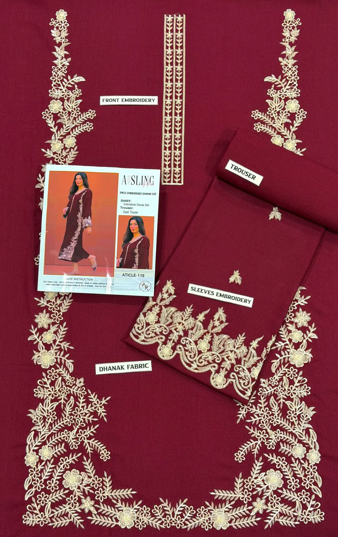 2 Pcs Women's Unstitched Embroidered Suit