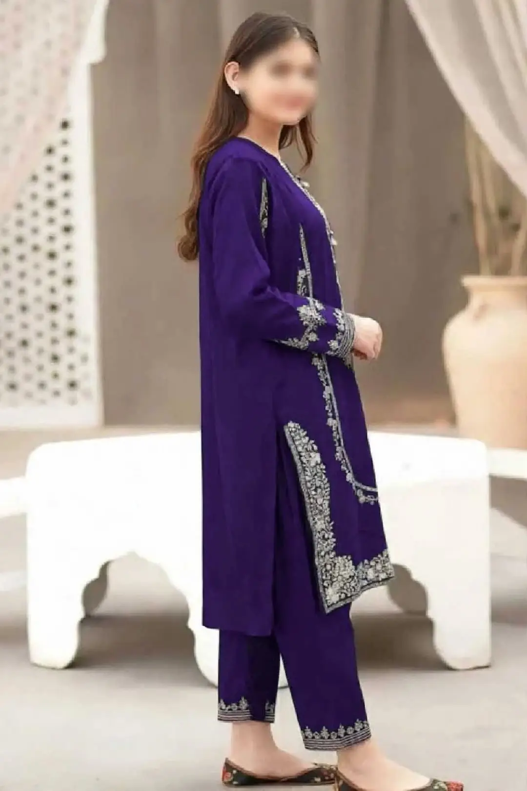 2 Pcs Women's Unstitched Embroidered Suit