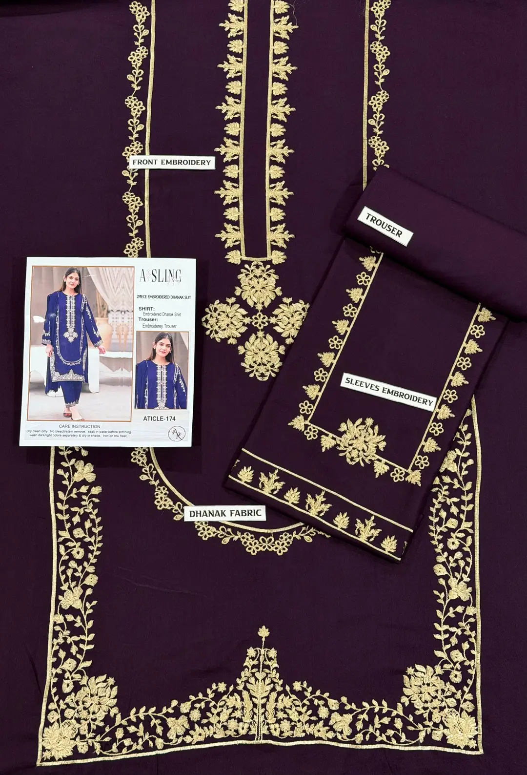 2 Pcs Women's Unstitched Embroidered Suit